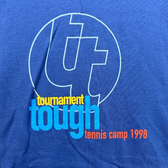 Vintage Nike T Shirt Mens XL Blue Tournament Tough Tennis Camp 90s - Picture 2 of 7